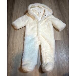 Janie and Jack Fur White Onesie NWT